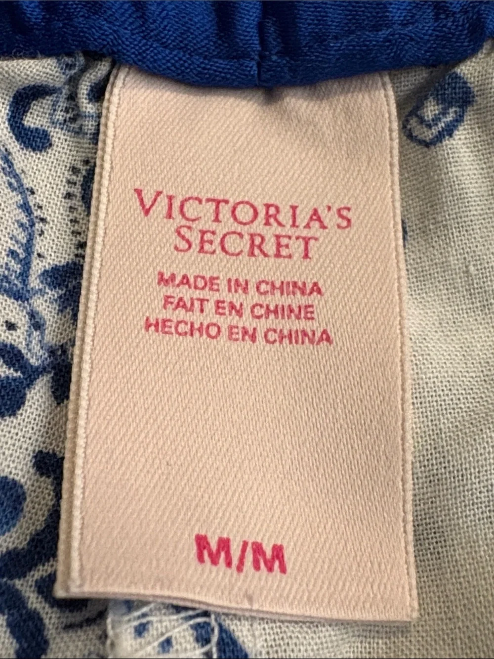 Victoria's Secret Medium White and Blue Floral Lace Trim Pajama Shorts